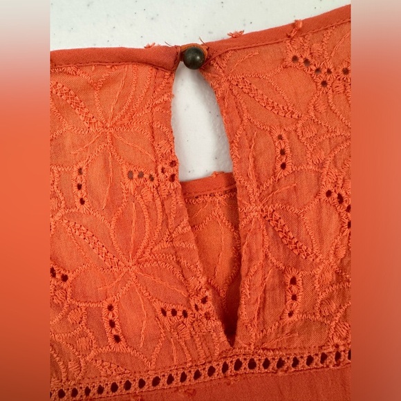 Sundance Ruffle Swiss Dot Eyelet Susannah Blouse Orange - Picture 7 of 8